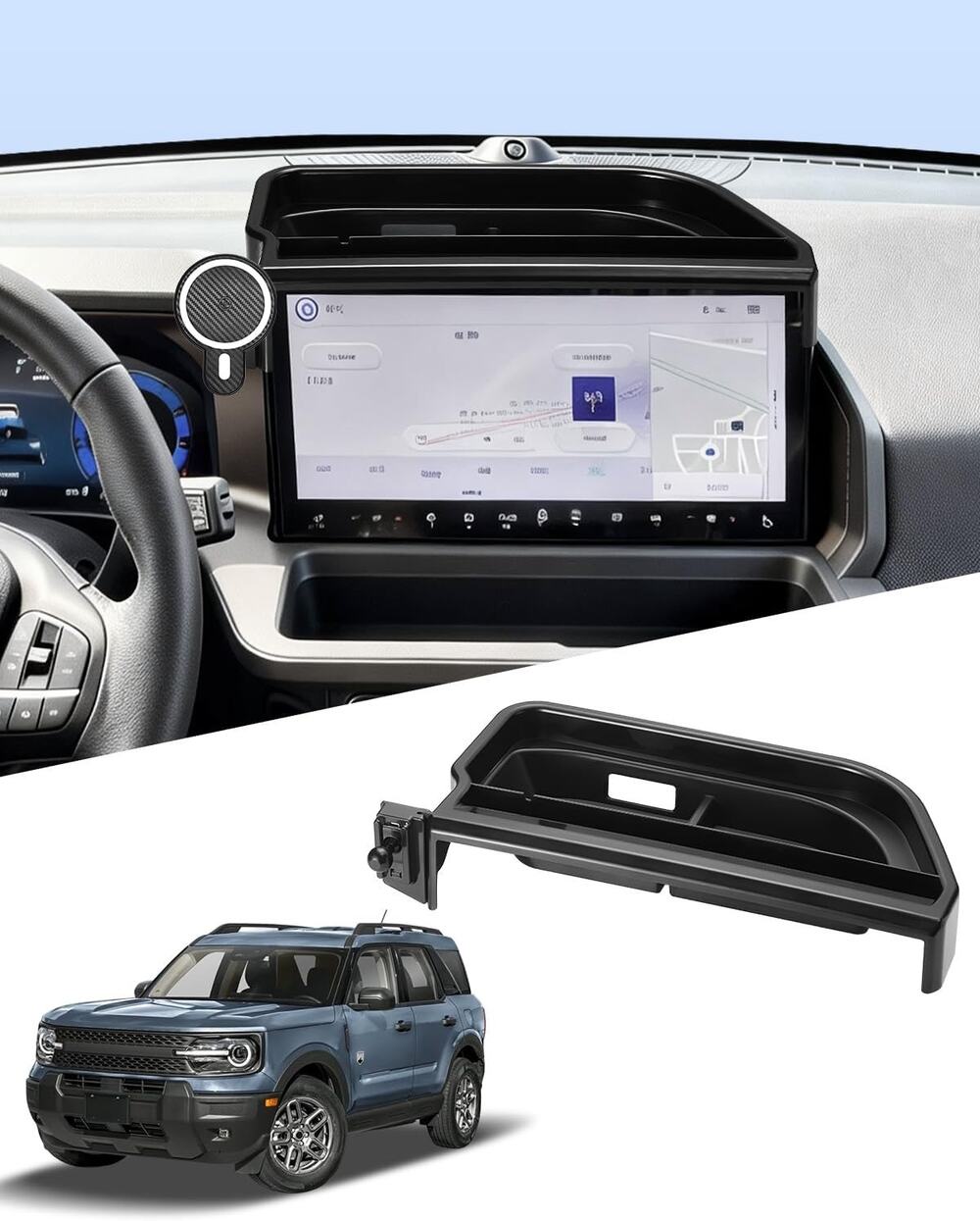 PZK Wireless Car Phone Holder For 2025 2026 Ford Bronco Sport Accessories